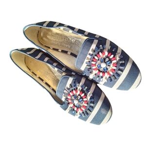 Kate Spade "Tia Firework" Loafers Embellished Canvas Slip-On Shoe Women Size 8.5